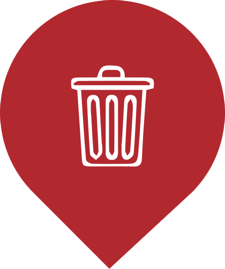 circle with waste bin icon