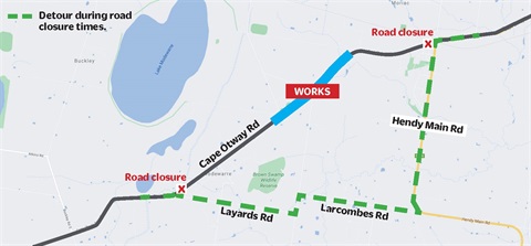 Cape Otway Road works map
