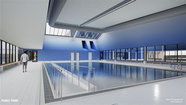 artist's rendering of a proposed indoor pool
