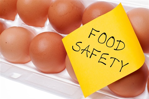 Eggs with a note saying food safety