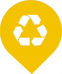 yellow circle with recycling symbol
