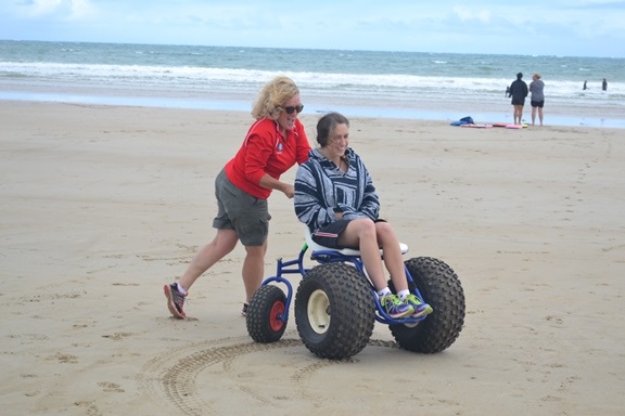 Aussie Beach Wheelchair being used on the sand at Anglesea beach