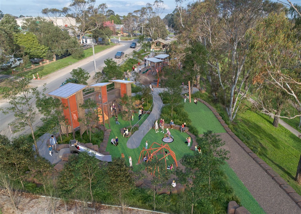 Aerial rendered view of the proposed Adventure Play Space