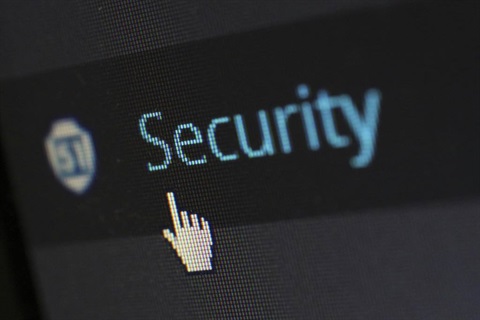 computer screen with cursor hovering over the word SECURITY