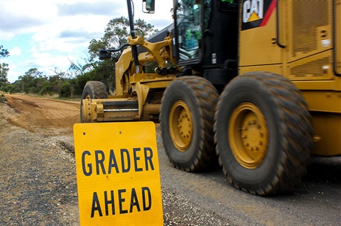 Grader on road