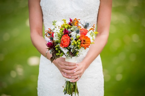 Bride and flowers