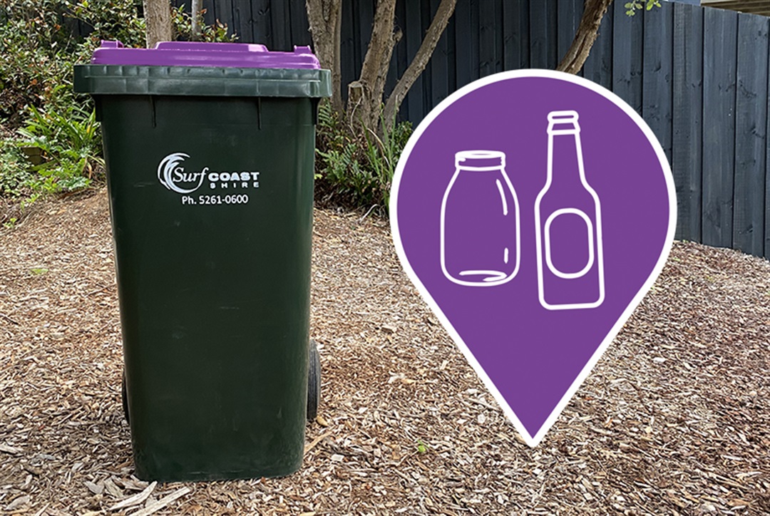 GLASSonly bin (purple lid) Surf Coast Shire